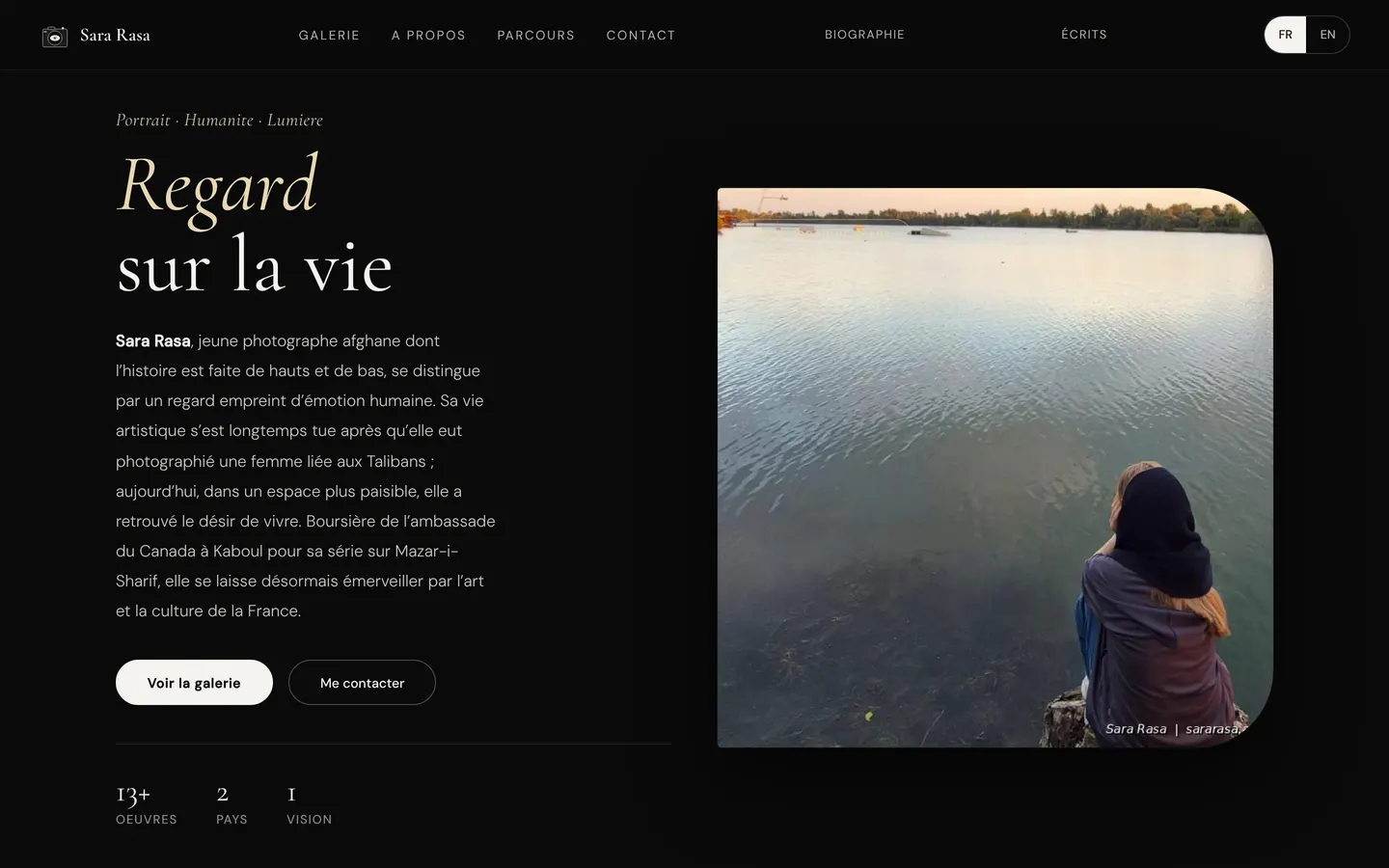 Screenshot of the Sara Rasa website
